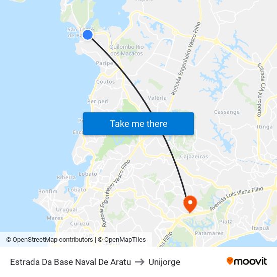 Estrada Da Base Naval De Aratu to Unijorge map