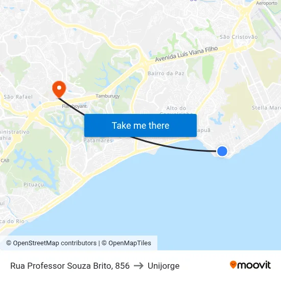 Rua Professor Souza Brito, 856 to Unijorge map