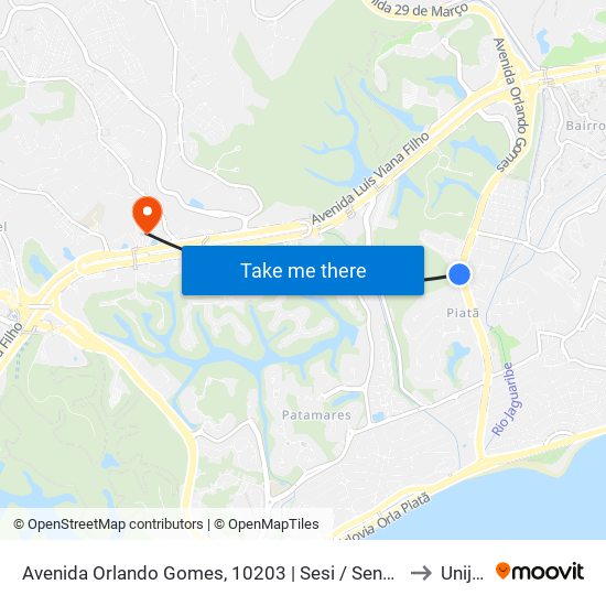 Avenida Orlando Gomes, 10203 | Sesi / Senai Cimatec - Sentido Orla to Unijorge map