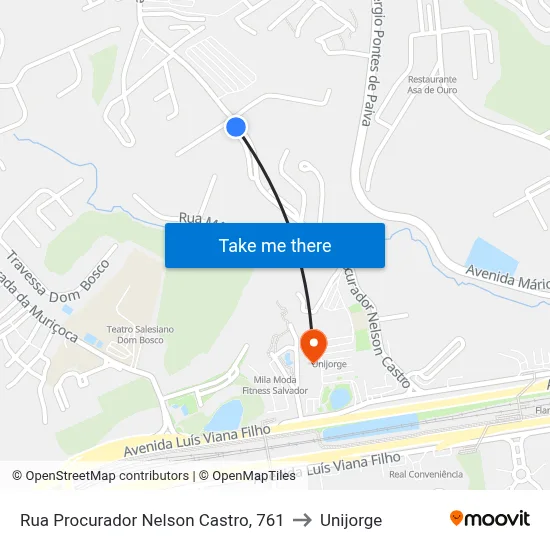 Rua Procurador Nelson Castro, 761 to Unijorge map
