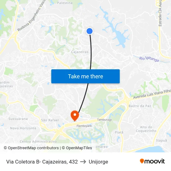 Via Coletora B- Cajazeiras, 432 to Unijorge map