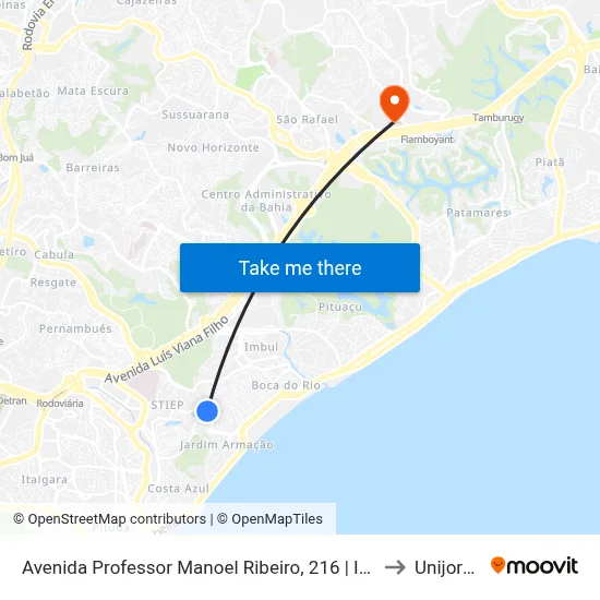 Avenida Professor Manoel Ribeiro, 216 | Ida to Unijorge map