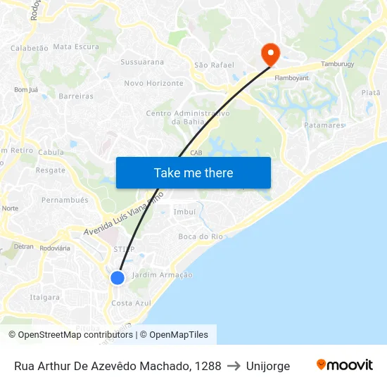 Rua Arthur De Azevêdo Machado, 1288 to Unijorge map