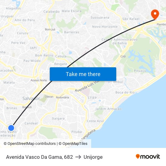 Avenida Vasco Da Gama, 682 to Unijorge map