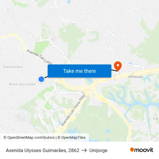 Avenida Ulysses Guimarães, 2862 to Unijorge map