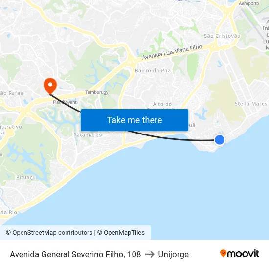 Avenida General Severino Filho, 108 to Unijorge map