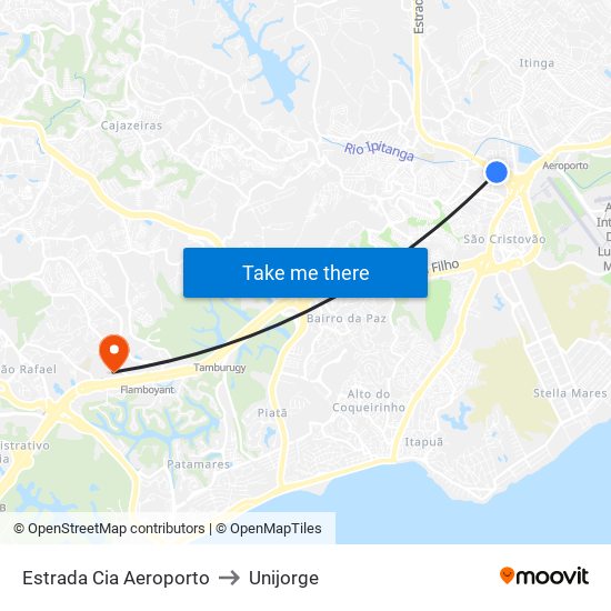 Estrada Cia Aeroporto to Unijorge map