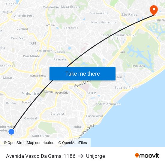 Avenida Vasco Da Gama, 1186 to Unijorge map