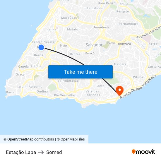 Estação Lapa to Somed map