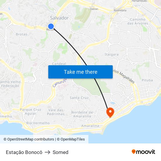 Estação Bonocô to Somed map