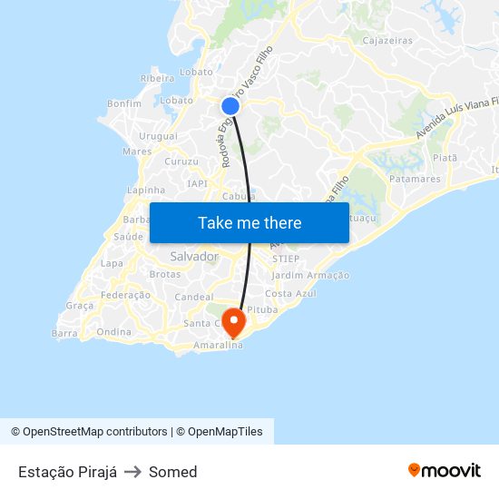 Estação Pirajá to Somed map