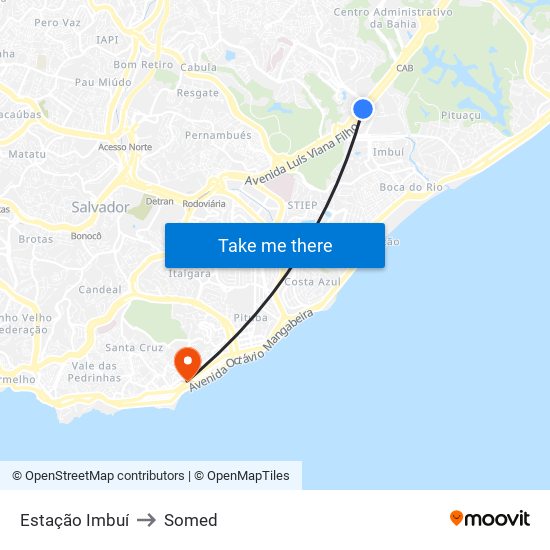 Estação Imbuí to Somed map