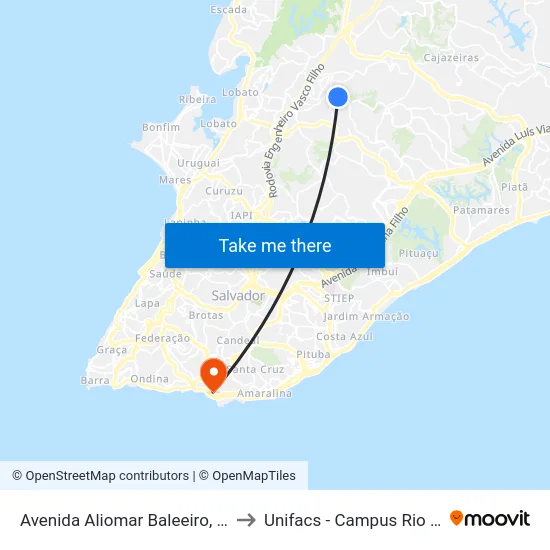 Avenida Aliomar Baleeiro, 147 | Assaí to Unifacs - Campus Rio Vermelho map