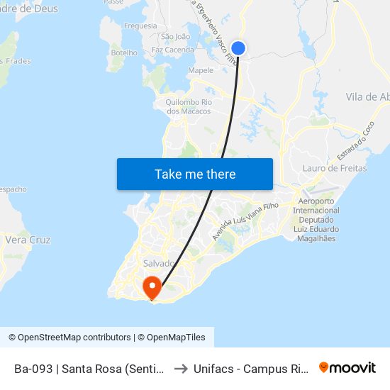 Ba-093 | Santa Rosa (Sentido Entre Rios) to Unifacs - Campus Rio Vermelho map