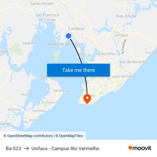 Ba-523 to Unifacs - Campus Rio Vermelho map