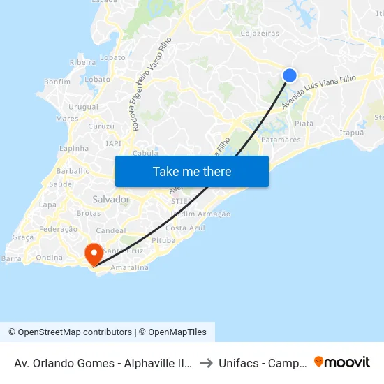 Av. Orlando Gomes - Alphaville II Salvador - Ba 41301-110 Brasil to Unifacs - Campus Rio Vermelho map