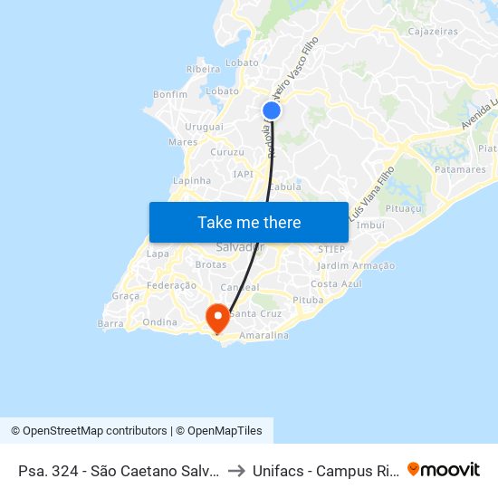 Psa. 324 - São Caetano Salvador - Ba Brasil to Unifacs - Campus Rio Vermelho map