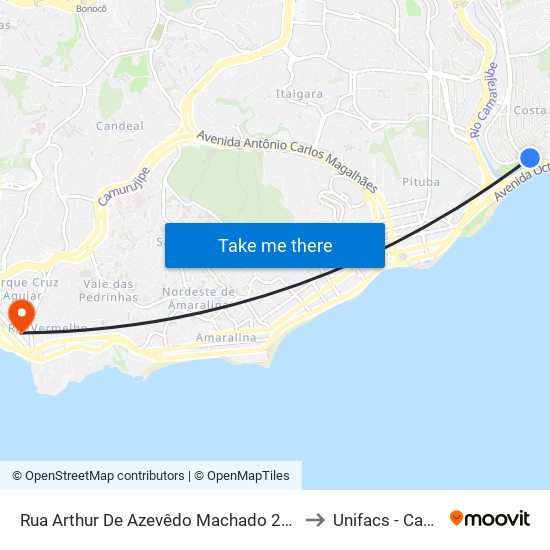 Rua Arthur De Azevêdo Machado 200-300 - Stiep Salvador - Ba 41770-790 Brasil to Unifacs - Campus Rio Vermelho map