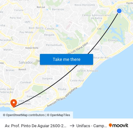 Av. Prof. Pinto De Aguiar 2600-2674 - Pituaçu Salvador - Ba Brasil to Unifacs - Campus Rio Vermelho map