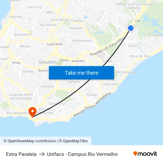 Extra Paralela to Unifacs - Campus Rio Vermelho map