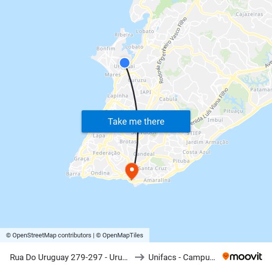 Rua Do Uruguay 279-297 - Uruguai Salvador - Ba Brasil to Unifacs - Campus Rio Vermelho map