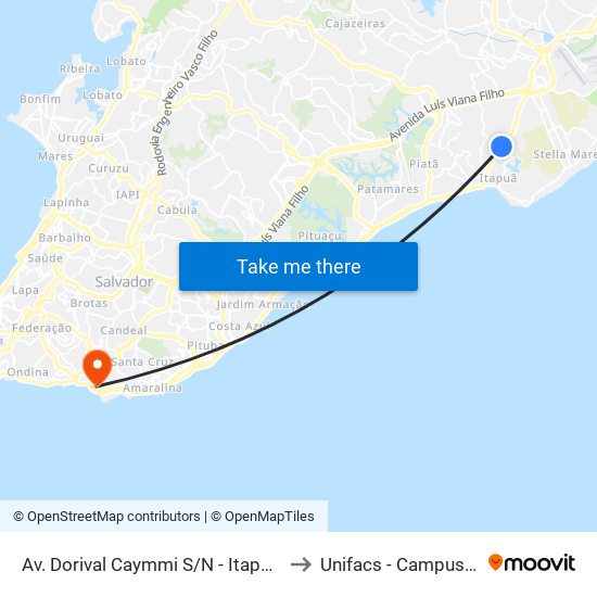 Av. Dorival Caymmi S/N - Itapuã Salvador - Ba Brazil to Unifacs - Campus Rio Vermelho map