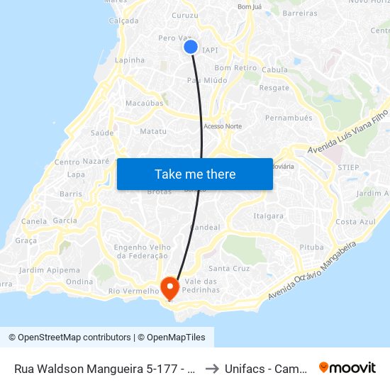 Rua Waldson Mangueira 5-177 - Santa Mônica Salvador - Ba Brasil to Unifacs - Campus Rio Vermelho map