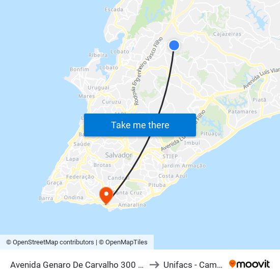 Avenida Genaro De Carvalho 300 - Castelo Branco Salvador - Ba Brasil to Unifacs - Campus Rio Vermelho map