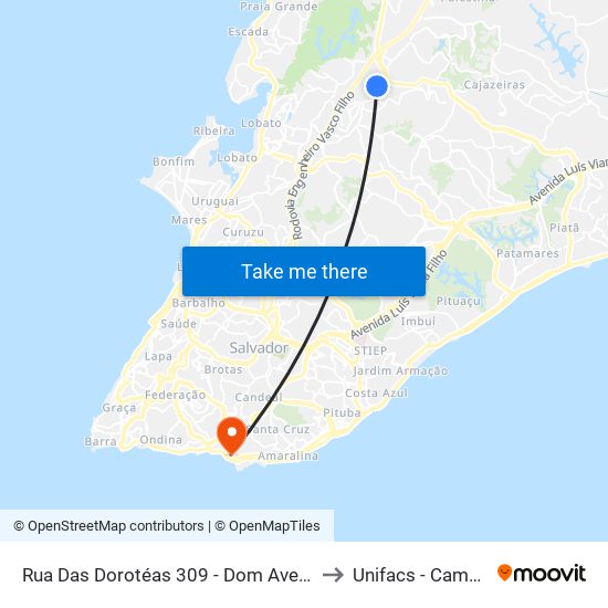 Rua Das Dorotéas 309 - Dom Avelar Salvador - Ba 41315-108 Brasil to Unifacs - Campus Rio Vermelho map