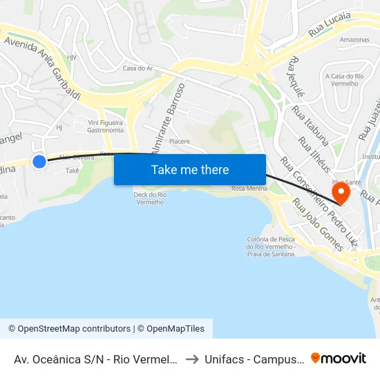 Av. Oceânica S/N - Rio Vermelho Salvador - Ba Brasil to Unifacs - Campus Rio Vermelho map