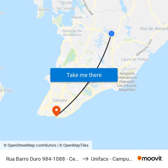 Rua Barro Duro 984-1088 - Ceasa Salvador - Ba Brasil to Unifacs - Campus Rio Vermelho map