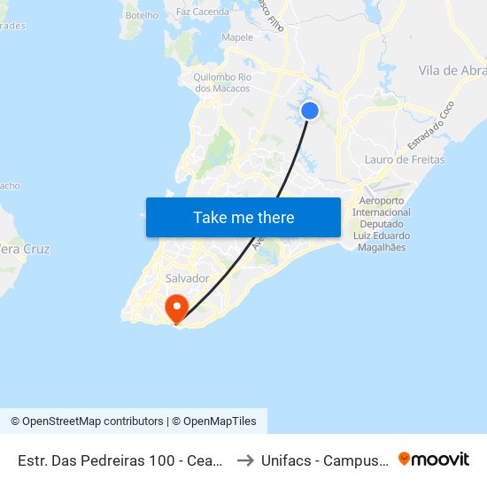 Estr. Das Pedreiras 100 - Ceasa Salvador - Ba Brasil to Unifacs - Campus Rio Vermelho map