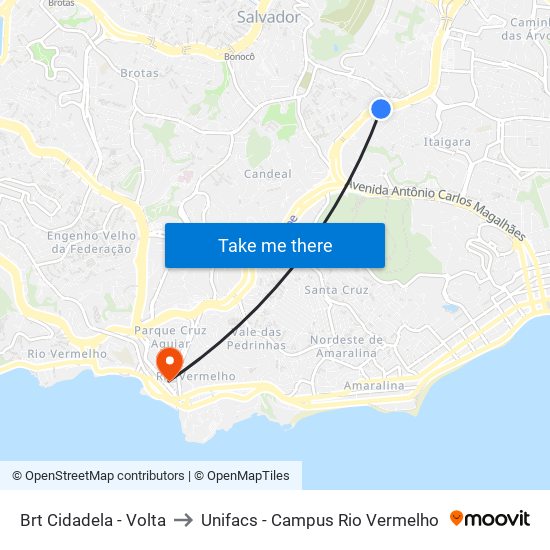 Brt Cidadela - Volta to Unifacs - Campus Rio Vermelho map