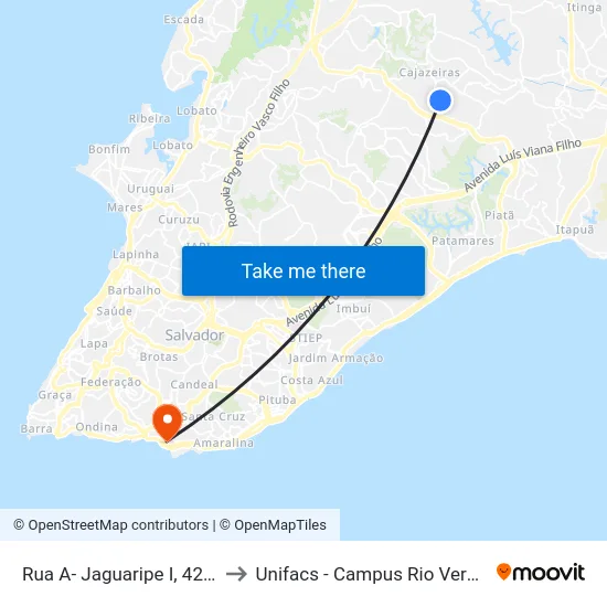 Rua A- Jaguaripe I, 42 | Ida to Unifacs - Campus Rio Vermelho map