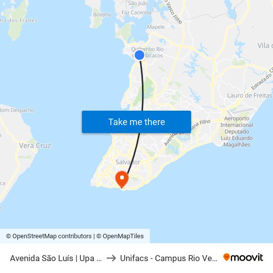 Avenida São Luís | Upa Paripe to Unifacs - Campus Rio Vermelho map