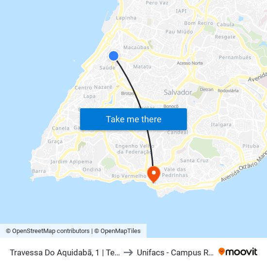 Travessa Do Aquidabã, 1 | Terminal Aquidabã to Unifacs - Campus Rio Vermelho map
