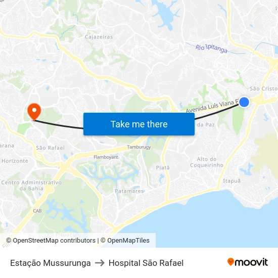 Estação Mussurunga to Hospital São Rafael map