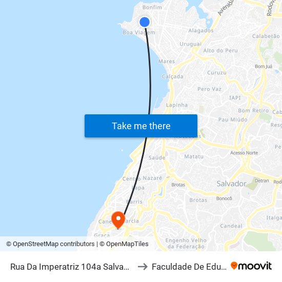 Rua Da Imperatriz 104a Salvador - Bahia 40415 Brasil to Faculdade De Educação Da Ufba map
