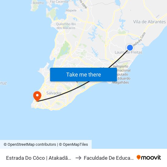 Estrada Do Côco | Atakadão Atakarejo - Ida to Faculdade De Educação Da Ufba map