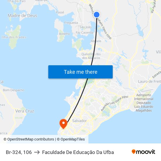 Br-324, 106 to Faculdade De Educação Da Ufba map