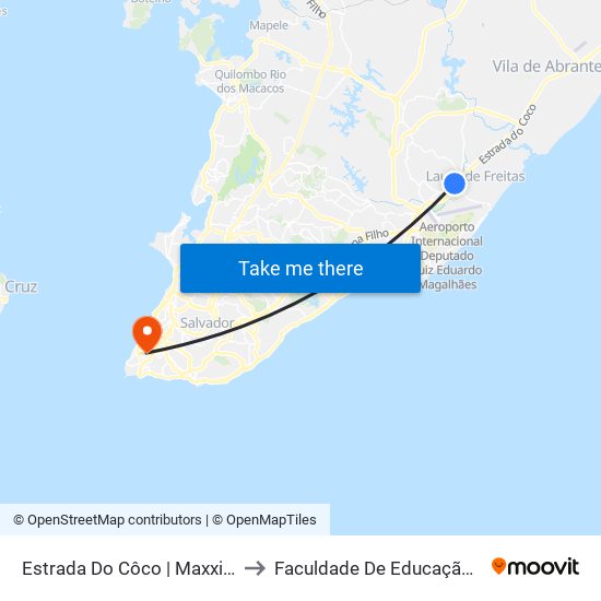 Estrada Do Côco | Maxxi Atacado to Faculdade De Educação Da Ufba map