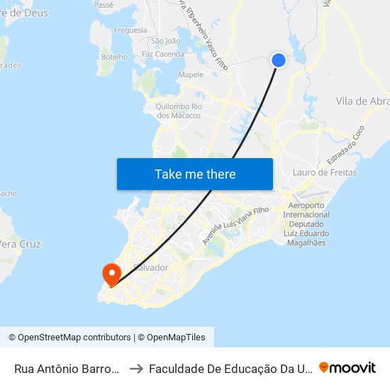 Rua Antônio Barros, 3 to Faculdade De Educação Da Ufba map