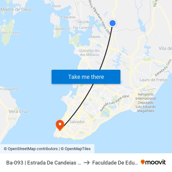 Ba-093 | Estrada De Candeias (Sentido Simões Filho) to Faculdade De Educação Da Ufba map