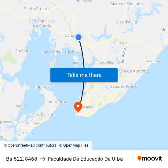 Ba-522, 8468 to Faculdade De Educação Da Ufba map