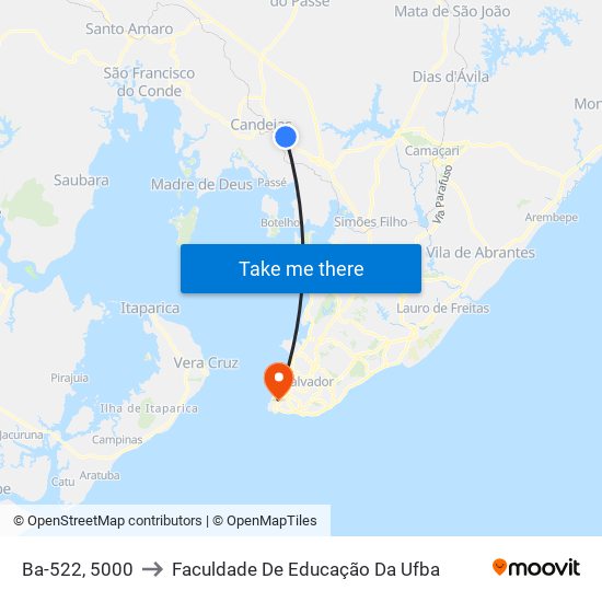 Ba-522, 5000 to Faculdade De Educação Da Ufba map