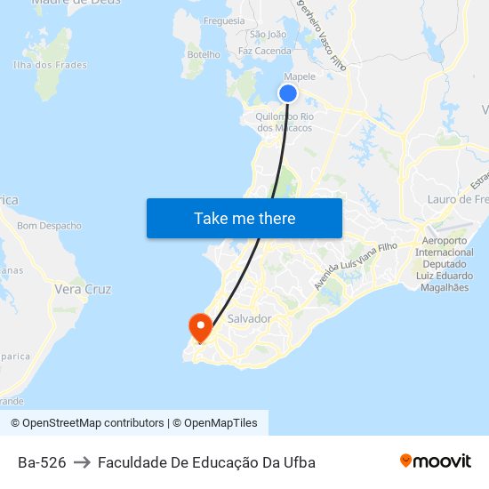 Ba-526 to Faculdade De Educação Da Ufba map
