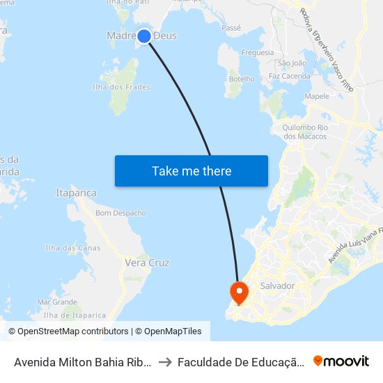 Avenida Milton Bahia Ribeiro, 1368 to Faculdade De Educação Da Ufba map