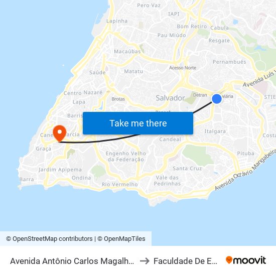 Avenida Antônio Carlos Magalhães, 350 | Shopping Da Bahia to Faculdade De Educação Da Ufba map