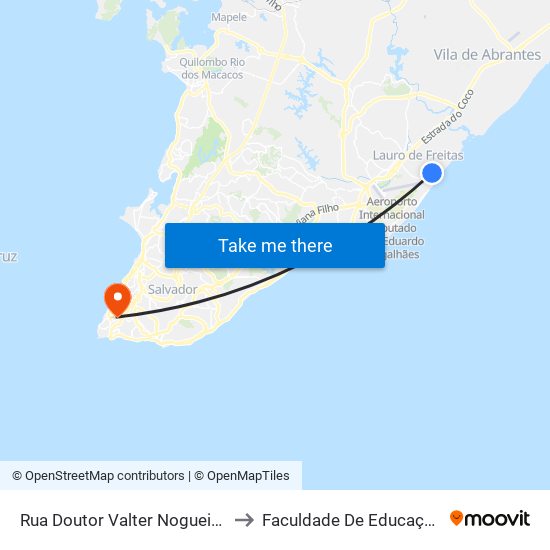 Rua Doutor Valter Nogueira Silva, 109 to Faculdade De Educação Da Ufba map