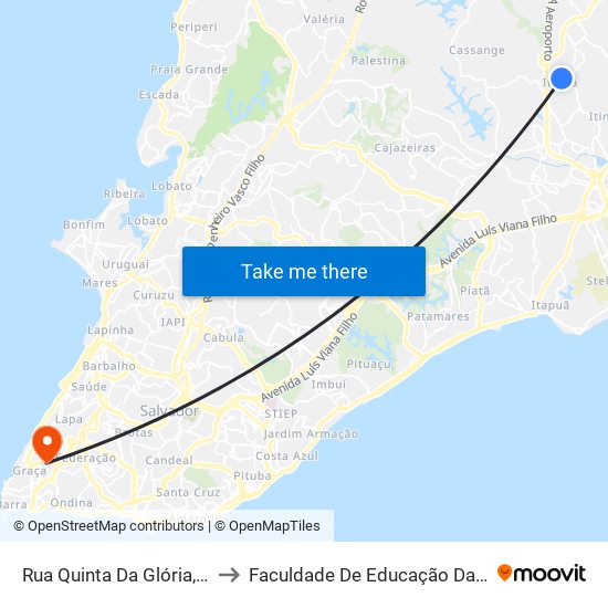 Rua Quinta Da Glória, 479 to Faculdade De Educação Da Ufba map